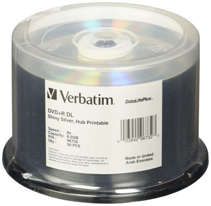 Picture of Verbatim DVD+R DL 8.5GB 8X DataLifePlus Shiny Silver Silk Screen Printable - 50pk Spindle