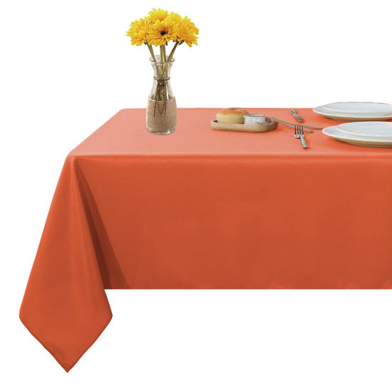 Picture of Fitable Rectangle Tablecloth 60x120 inch Tablecloth Stain and Wrinkle Resistant Washable Polyester Table Cloth, Decorative Fabric Table Cover for Dining Table, Buffet Parties and Camping Orange