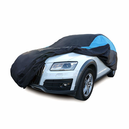 Picture of MORNYRAY Waterproof Car Cover All Weather Snowproof UV Protection Windproof Outdoor Full car Cover, Universal Fit for Sedan (Fit SUV Length 163-172 inch, Blue)