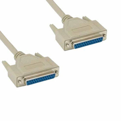 Picture of Kentek 6 Feet FT DB25 25 Pin Serial Printer Extension Connector Cable Cord 28 AWG Female to Female F/F Molded Straight-Through RS-232 Port Beige for PC Mac Linux Modem