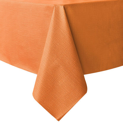 Picture of sancua 100% Waterproof Rectangle PVC Tablecloth - 54 x 120 Inch - Oil Proof Spill Proof Vinyl Table Cloth, Wipe Clean Table Cover for Dining Table, Buffet Parties and Camping, Orange