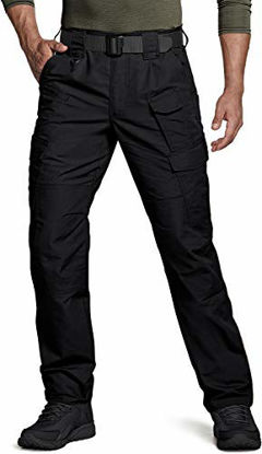 Picture of CQR DRST Men's Tactical Pants, Water Repellent Ripstop Cargo Pants, Lightweight EDC Hiking Work Pants, Outdoor Apparel, Wonder(tlp109) - Black, 34W x 30L