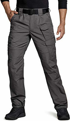 Picture of CQR DRST Men's Tactical Pants, Water Repellent Ripstop Cargo Pants, Lightweight EDC Hiking Work Pants, Outdoor Apparel, Duratex Mag Pocket Charcoal, 40W x 30L