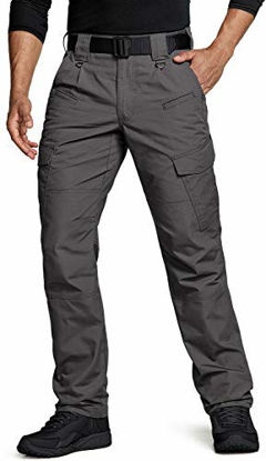 Picture of CQR Men's Tactical Pants, Water Repellent Ripstop Cargo Pants, Lightweight EDC Hiking Work Pants, Outdoor Apparel, Duratex Charcoal, 38W x 34L