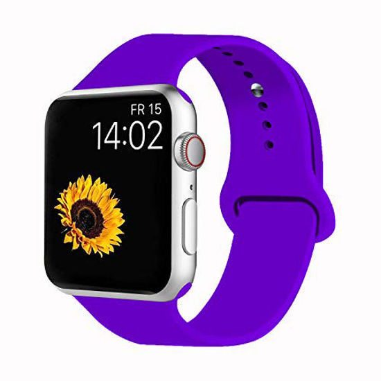 Picture of VATI Sport Band Compatible for Watch Band 42mm 44mm, Soft Silicone Sport Strap Replacement Bands Compatible with Watch Series 5/4/3/2/1, 42MM 44MM M/L (Purple)