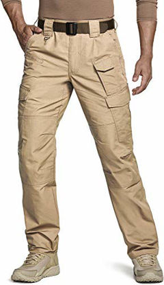 Picture of CQR DRST Men's Tactical Pants, Water Repellent Ripstop Cargo Pants, Lightweight EDC Hiking Work Pants, Outdoor Apparel, Unique(tlp109) - Khaki, 40W x 30L