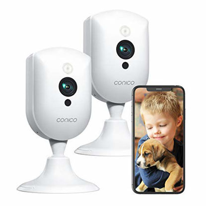 Picture of Baby Monitor with Camera and Audio,Conico 1080P Pet Camera,Dog Camera with 2 Way Audio,Motion and Sound Detection,Night Vision,WiFi Camera Indoor Camera Work with Alexa for Baby Pet(2 Packs)