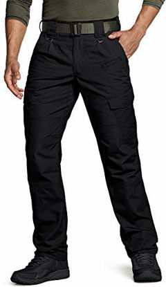 Picture of CQR Men's Tactical Pants, Water Repellent Ripstop Cargo Pants, Lightweight EDC Hiking Work Pants, Outdoor Apparel, Duratex(tlp108) - Black, 42W x 30L