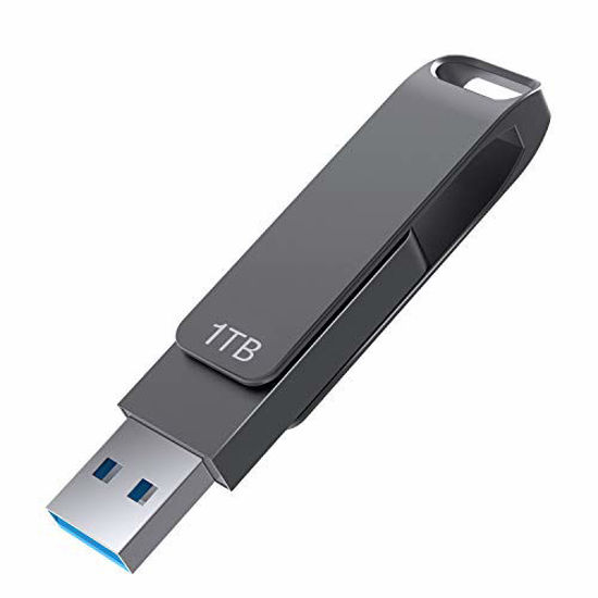 Picture of 1TB USB 3.0 Flash Drive - Read Speeds up to 100MB/Sec Thumb Drive 1TB Memory Stick 1000GB Pen Drive 1TB Swivel Metal Style Keychain Design SXY8