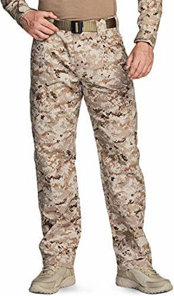 Picture of CQR Men's Tactical Pants, Water Repellent Ripstop Cargo Pants, Lightweight EDC Hiking Work Pants, Outdoor Apparel, Duratex Cargo Marine Desert, 38W x 34L