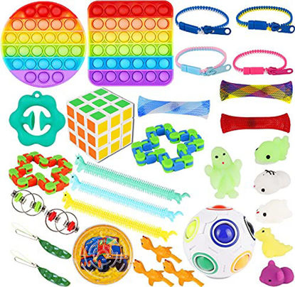 24 Pack Fidget Light up Bracelet Kids Toys Sensory Spinner Loot Bag Fillers Figette Neon Glow in Dark Party Supplies Bulk Gifts Easter Halloween