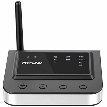 Picture of Mpow 164Ft Long Range Bluetooth 5.0 Transmitter Receiver, Hi-Fi Sound Bluetooth Transmitter for TV with Optical Digital, RCA & 3.5mm Aux, Bluetooth Audio Adapter with Hi-Fi Sound for Home Stereos