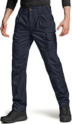 Picture of CQR CLSX Men's Tactical Pants, Water Resistant Ripstop Cargo Pants, Lightweight EDC Hiking Work Pants, Outdoor Apparel, Duratex Ripstop Police Dark Navy, 28W x 30L