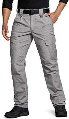 Picture of CQR Men's Tactical Pants, Water Repellent Ripstop Cargo Pants, Lightweight EDC Hiking Work Pants, Outdoor Apparel, Duratex(tlp108) - Stone, 42W x 32L