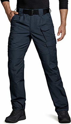 Picture of CQR DRST Men's Tactical Pants, Water Repellent Ripstop Cargo Pants, Lightweight EDC Hiking Work Pants, Outdoor Apparel, Duratex Mag Pocket Navy, 34W x 30L