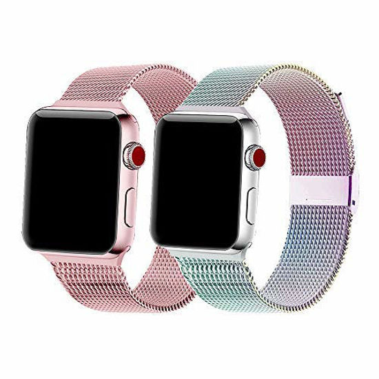 Picture of SexHope Compatible for Apple Watch Band 38mm 42mm 40mm 44mm Series 5 4 3 2 1 (Rose Gold+Colorful, 38mm/40mm)