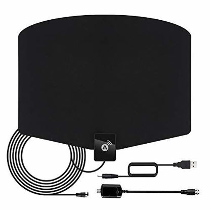 Picture of TV Antenna -Amplified HD Indoor Digital HDTV Antenna 120+Miles Range with Amplifier Signals Booster Support 4K 1080p and All TVs,13.2ft Coaxial Cable, Black and All Old Tv for Local Channels