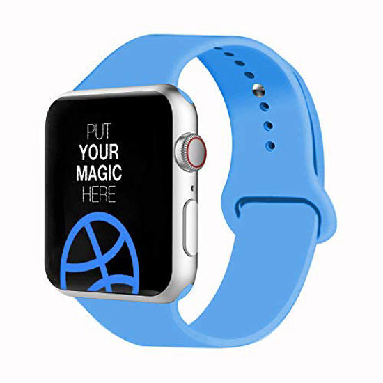 Picture of VATI Sport Band Compatible for Watch Band 38mm 40mm, Soft Silicone Sport Strap Replacement Bands Compatible with Watch Series 5/4/3/2/1, 38MM 40MM M/L (Blue)