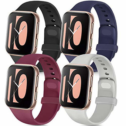 Picture of Tobfit 4 Pack Compatible with Apple Watch Band 38mm 42mm 40mm 44mm, Soft Silicone Replacement Band Compatible with iWatch Series 6 5 4 3 SE (Black/Gray/Navy Blue/Wine Red, 42mm/44mm S/M)