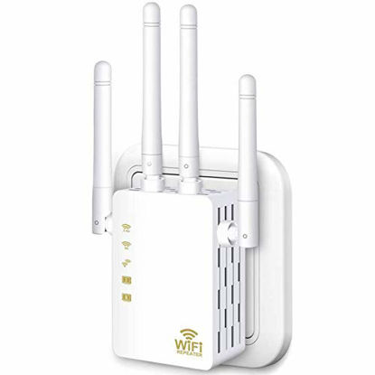 Picture of WiFi Range Extender, 1200Mbps Wireless Signal Repeater Booster, Dual Band 2.4G and 5G Expander, 4 Antennas 360° Full Coverage, Extend WiFi Signal to Smart Home & Alexa Devices?KW1200N03? (White)