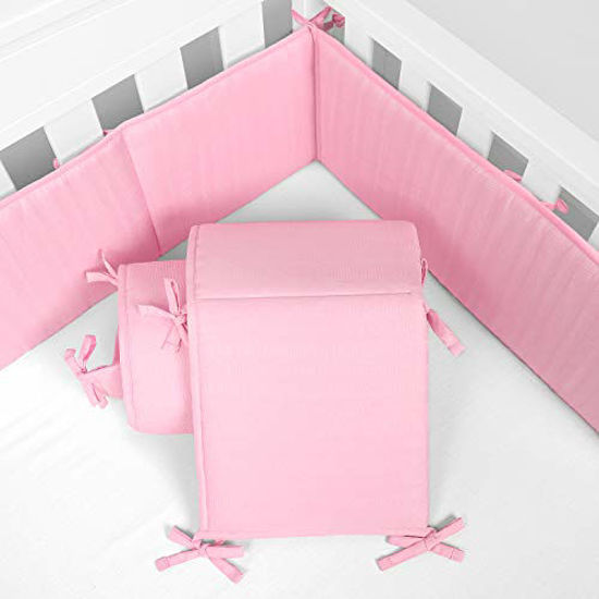 Pink cot bumper best sale