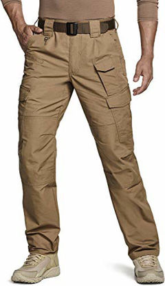 Picture of CQR CLSX Men's Tactical Pants, Water Repellent Ripstop Cargo Pants, Lightweight EDC Hiking Work Pants, Outdoor Apparel, Duratex Mag Pocket Coyote, 38W x 30L