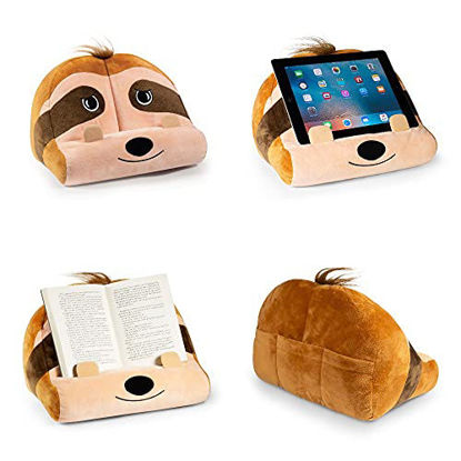 Picture of Cuddly Reader Children iPad Stand | Tablet Stand | Book Holder| Reading Pillow | Reading in Bed at Home | Tablet Lap Rest Cushion | Fun Novelty Gift Idea for Readers, Book Lovers (Sloth)