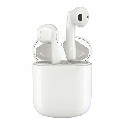 Picture of Wireless Earbuds, Bluetooth 5.0 Headphones Hi-Fi Stereo Bluetooth Earbuds Half in-Ear True Wireless Earbuds with Buit-in Mic Headset 35H Playtime with Charging Case Waterproof for Work/Travel/Gym