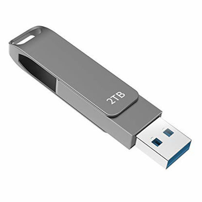 Picture of 2TB USB 3.0 Flash Drive - Read Speeds up to 100MB/Sec Thumb Drive 2TB Memory Stick 2000GB Pen Drive 2TB Swivel Metal Style Keychain Design CZ3