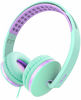 Picture of Kids Headphones for School, Jelly Comb Girls Lightweight Foldable Stereo Bass Kids Headphones with Microphone, Volume Control for Cell Phone, Tablet, Laptop, MP3/4(Green & Purple)- For Aged 6 or Above