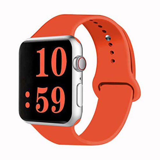 Picture of VATI Sport Band Compatible for Watch Band 38mm 40mm, Soft Silicone Sport Strap Replacement Bands Compatible with Watch Series 5/4/3/2/1, 38MM 40MM S/M (Orange)