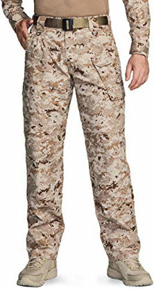 Picture of CQR Men's Tactical Pants, Water Repellent Ripstop Cargo Pants, Lightweight EDC Hiking Work Pants, Outdoor Apparel, Mag Pocket Marine Desert, 40W x 30L