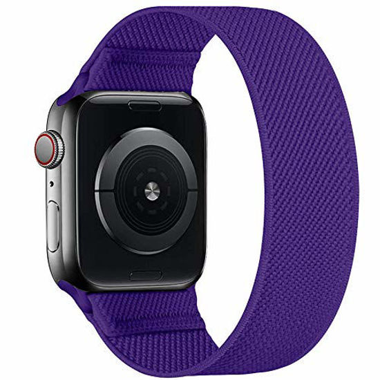 Picture of ENJINER Stretchy Nylon Solo Loop Bands Compatible with Apple Watch 38mm 40mm 41mm 42mm 44mm 45mm iWatch Series 7 6 SE 5 4 3 2 1 Strap, Sport Elastic Braided Women Men, 38/40/41mm S Purple