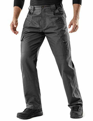 Picture of CQR Men's Tactical Pants, Water Repellent Ripstop Cargo Pants, Lightweight EDC Hiking Work Pants, Outdoor Apparel, Duratex(tlp106) - Charcoal, 32W x 34L