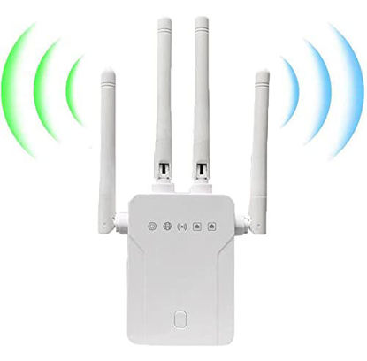 Picture of WiFi Extender?WiFi Repeater, WiFi Booster? Covers Up to 3500 Sq.ft and 30 Devices, Up to 1200Mbps WiFi Repeater? WiFi-Dual Band 2.4G and 5G - 4 Antennas 360° Coverage Extend WiFi Signal to Smart Home