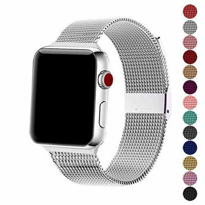 Picture of SexHope Compatible for Apple Watch Band 38mm 42mm 40mm 44mm Series 5 4 3 2 1 (Silver, 38mm/40mm)