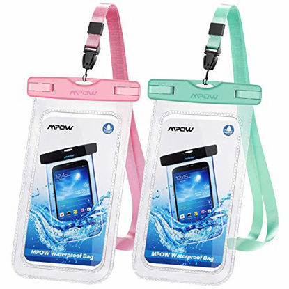 Picture of Mpow 097 Universal Waterproof Case, IPX8 Waterproof Phone Pouch Dry Bag Compatible for iPhone 12/12 Pro Max/11/11 Pro/SE/Xs Max/XR/8P/7 Galaxy up to 7", Phone Pouch for Beach Kayaking Travel (2 Pack)