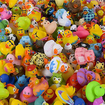 Picture of The Dreidel Company Assortment Rubber Duck Toy Duckies for Kids, Bath Birthday Gifts Baby Showers Classroom Incentives, Summer Beach and Pool Activity, 2" Inches (100-Pack)