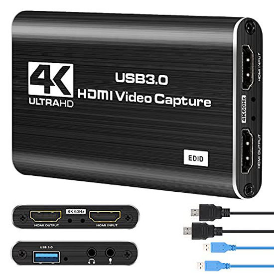 Picture of Video Capture Card,IPXOZO 4K Capture Card 1080P 60fps HDMI Audio Video Capture Card USB 3.0 Capture Adapter Black Portable Video Capture Device for Live Broadcasting Gaming Streaming Video Conference