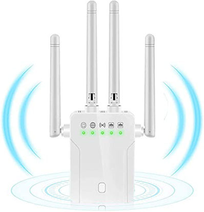 Picture of WiFi Range Extender, 1200Mbps Wireless Signal Repeater Booster, Dual Band 2.4G and 5G Expander, 4 Antennas 360° Full Coverage, Extend WiFi Signal to Smart Home & Alexa Devices?XM1200N01?