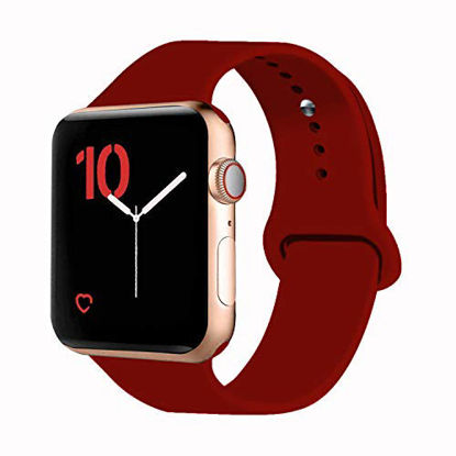 Picture of VATI Sport Band Compatible for Watch Band 42mm 44mm, Soft Silicone Sport Strap Replacement Bands Compatible with Watch Series 5/4/3/2/1, 42MM 44MM M/L (Wine Red)