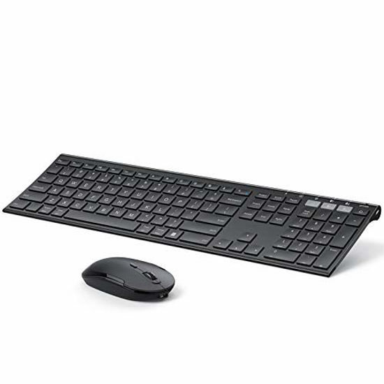 Picture of Multi-Device Bluetooth Keyboard and Mouse, Jelly Comb Rechargeable Dual-Mode(BT 4.0 + USB) Wireless Keyboard Mouse Combo, for Windows 8+/ Android 5.0+/ MacOS 10.10+/ iOS 10.13.4+ (Black)