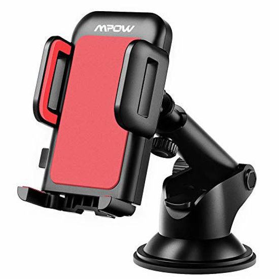 Picture of Mpow Car Phone Mount, Dashboard Car Phone Holder, Washable Strong Sticky Gel Pad with One-Touch Design Compatible iPhone 11 Pro, Max, X, XS, XR, 8, 7, 6 Plus, Galaxy S7, 8, 9, 10, Google Nexus, Red