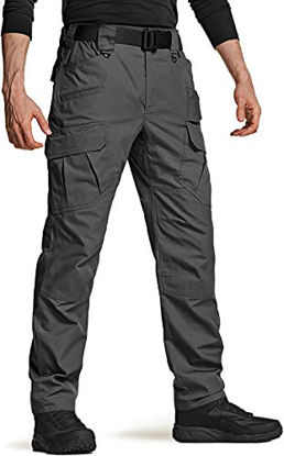 Picture of CQR CLSX Men's Tactical Pants, Water Repellent Ripstop Cargo Pants, Lightweight EDC Hiking Work Pants, Outdoor Apparel, Duratex Ripstop Mag Pocket Charcoal, 30W x 30L