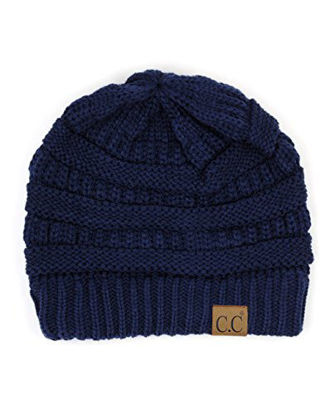 Picture of C.C Trendy Warm Chunky Soft Stretch Cable Knit Beanie Skully, Navy