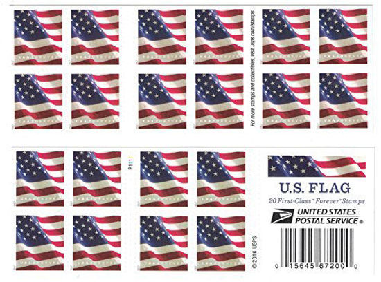 USPS US Flag (2018) First-Class Forever Stamps - Booklet of 20 for