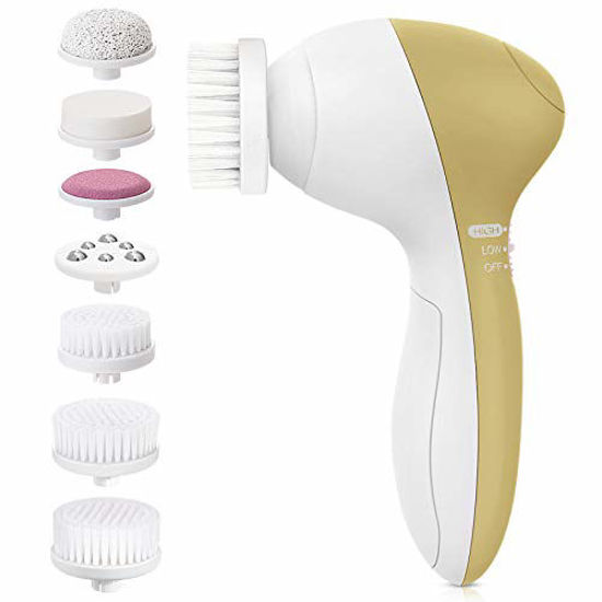 Picture of Facial Cleansing Brush [Newest 2020], PIXNOR Waterproof Face Spin Brush with 7 Brush Heads for Deep Cleansing, Facial Brush for Gentle Exfoliating, Removing Blackhead, Massaging