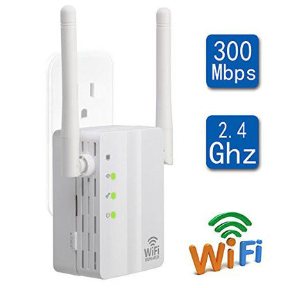 Picture of CARANTEE WiFi Range Extender- 300Mbps 1615 sq.ft (40 ft Range) 360 Degree Full Coverage WiFi Repeater, With Dual External Antennas Complies 802.11b/g/n Simple Operation WiFi Extender