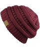 Picture of C.C Trendy Warm Chunky Soft Stretch Cable Knit Beanie Skully, Maroon