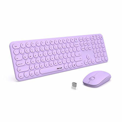 Picture of Wireless Keyboard and Mouse Combo, Jelly Comb 2.4GHz Full-Size Compact Wireless Mouse Keyboard with Numeric Keypad for Laptop/PC- Round Keycaps (Purple)